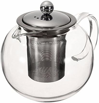 Glass Teapot- Glass Tea Kettle with Infuser- Tea Pot with Strainer- Stainless Steel Filter and Infuser