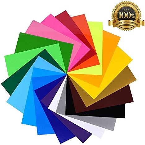 Heat Transfer Vinyl Bundle | 20 Sheets | 12"x10" Iron On Assorted Colors | DIY HTV Silhouette for Cameo, Cricut, Die-Cut or Heat Press Machine