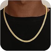HIMSTORY Cuban Link Chain for Men, 18K Gold Over 925 Sterling Silver 3.5MM/5MM/7MM Cuban Chain Diamond Cut Gold Chain Necklaces Gifts for Boyfriend Father Husband