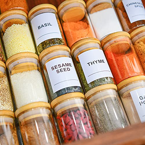 Glass Spice Jars Set of 20 3.2oz (95ml) Mini Spice Jar with Bamboo