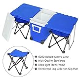 VINGLI Upgraded Multi-Function Insulated Beverage Rolling Cooler, Picnic Camping Outdoor w/Table & 2 Portable Foldable Camping Fishing Chair Stool with Carry Bag
