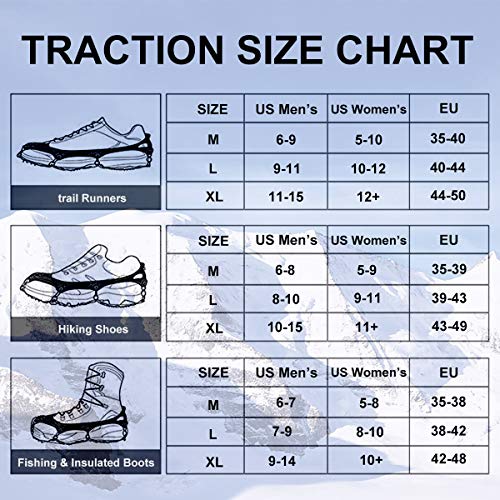 image for Qerhod Traction Cleats,18 Tooth Stainless Steel Ice Snow Grips Anti Sl