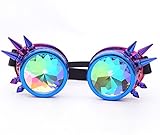 Rainbow Crystal Lenses Steampunk Glasses Chrome Finish Gotchic Welder Goggles