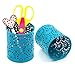 EasyPAG 2 Pcs Cute Floral Desk Pencil Holder 3-1/4 inch Dia x 3-3/4 inch High Round Cup Pen Organizer,Dark Teal