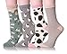 Dosoni Girl Novelty Cartoon Animal Lovely Cute socks 4 packs-Gift Idea (Cow/Gray)