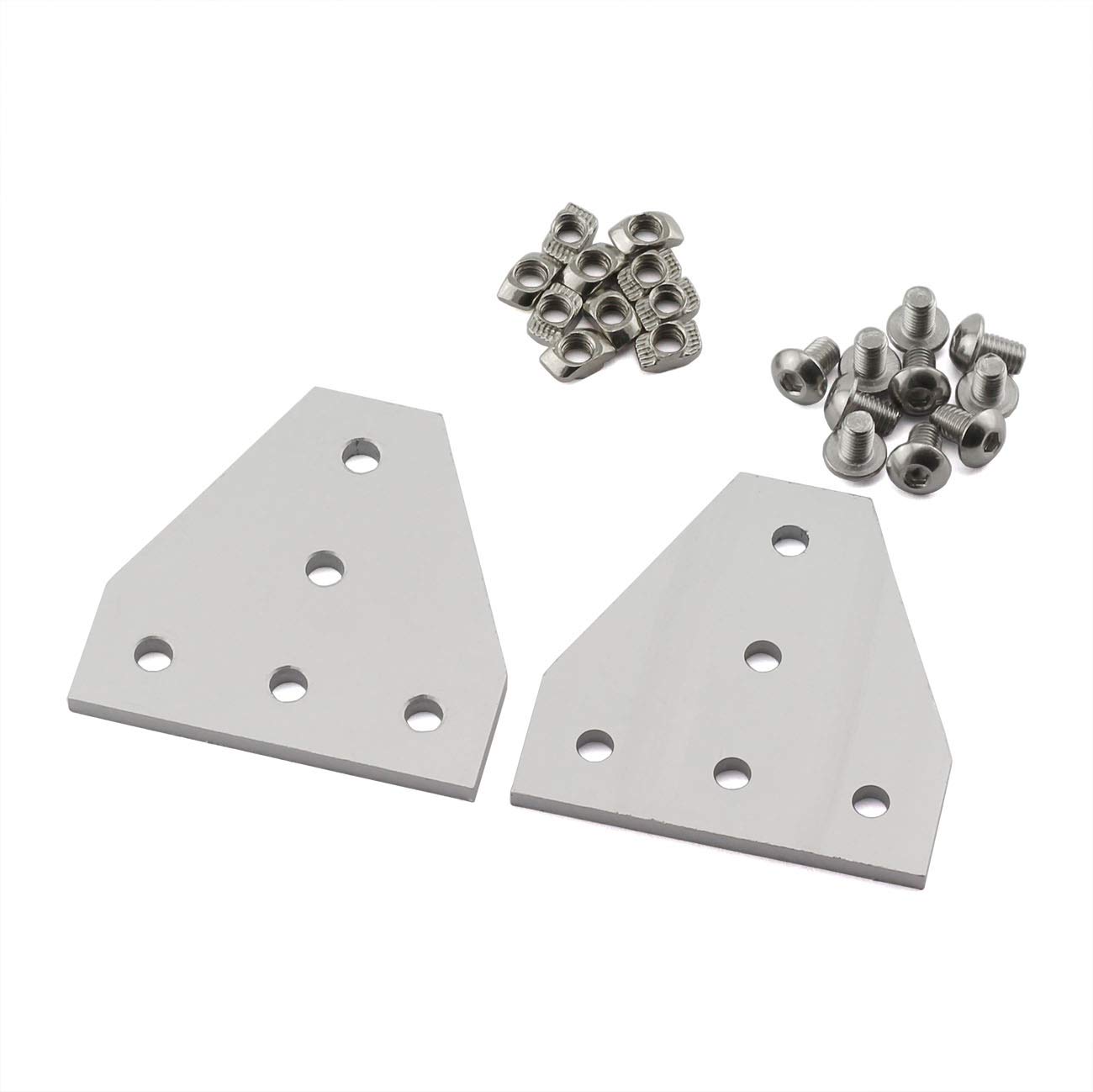 PZRT 2020 Series T Shape Joint Plate Bracket Kit,2pcs Joint Plate,10pcs M5 T-Slot Nuts, 10pcs M5x8mm Hex Socket Cap Screw,for Standard 6mm Slot Aluminum Profile