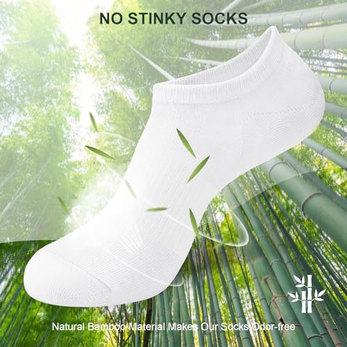 Niofind Bamboo Trainer Socks for Womens and Mens, No Show Ankle Socks Low Cut Invisible Non Slip Liner Socks Multipack Casual Footies for Sneaker Loafers and Boat Shoes
