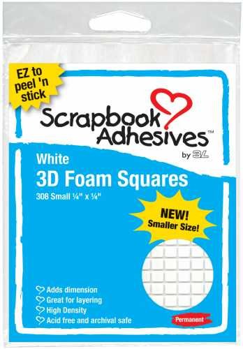 3d Foam Squares Whte .25