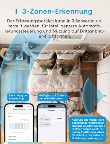 Präsenzmelder Matter Over Thread, 3-Zonen-Erkennung
