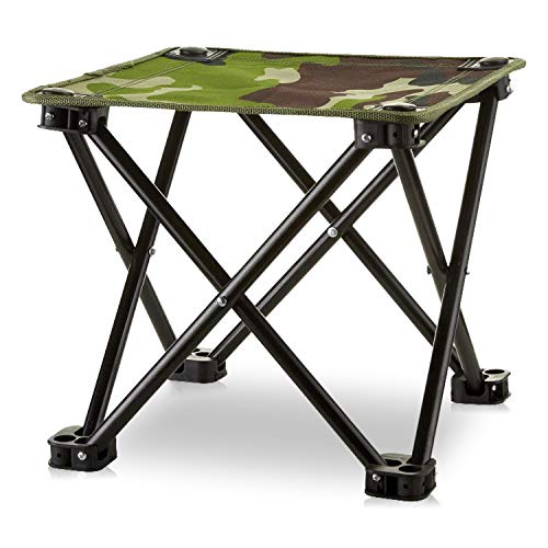 Folding Camping Stool, Mini Folding Stool Portable, Mini Portable Chair for Beach, Picnic Party, Camping, Barbecue, Fishing, Hiking, 600D Oxford Cloth with Portable Bag,12"x12"x11.5"(Green Camouflage) - Thumbnail 7