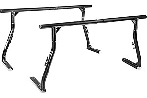 AA PRODUCTS INC. AA-Racks 800Ibs Capacity Extendable Steel Pick-Up Truck Ladder Rack Two-bar Set Great for Constructional Use - Matte Black (USPTO Patent Pending)