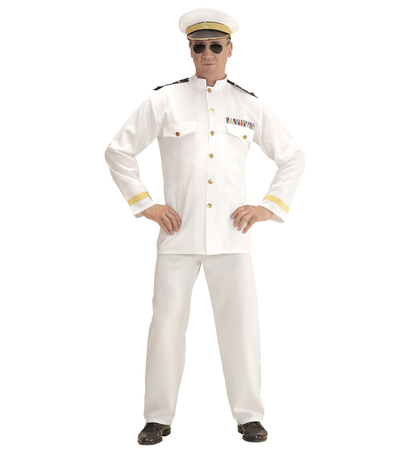 W WIDMANN MILANO Party Fashion - Navy Captain Costume for Men, Sailors, Marine World, Navigation, Cruise, Show, Carnival, Theme Parties, Size XXL
