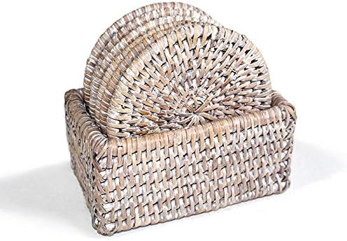 Saffron Trading Company Coaster Box Set 6 Round - White Wash