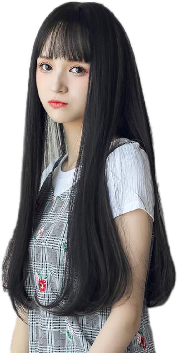 Amazon J S ウィッグ ロング ハロウィン フルウィッグ かつら レディース ストレート 髪先内掛け 自然 小顔 医療用 ロリータ 原宿系 ネット付き 耐熱wig 黒髪 フルウィッグ 通販