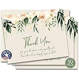Funeral Thank You Bereavement Sympathy Acknowledgement Note Cards WITH ENVELOPES, Bulk Pack of 50