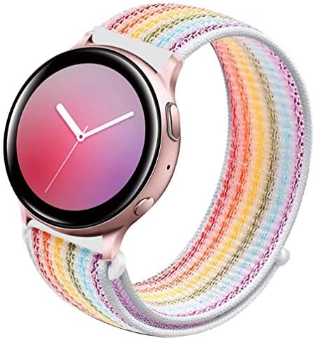 Sankel Compatible for Samsung Galaxy Watch Active 2 40mm/44mm Band,Soft Nylon Breathable Sport Loop Replacement Bracelet Strap Adjustable Wristband for Galaxy Watch Active/Galaxy Watch 42mm (Rainbow)