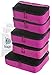 Bago Packing Cubes for Suitcases & Travel Bags - 8Pcs Luggage & Suitcase Organizer Bags Set - Compression Packing Cubes for Travel Organizer - 5 Cubes plus 3 Sealed ZipBags (Pink)