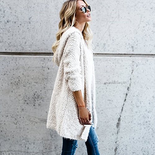 Women's Hooded Cardigan,Toponly Womens Fall Spring Long Sleeve Cardigan Loose Sweater Hoodies Coat Casual Jumper Polyester (White, M)