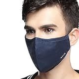 ZWZCYZ PM2.5 Anti-haze Masks 4 Layer Filter Insert Protective Filter Media Insert Activated Carbon Cotton Mouth Masks (Large(Men's), Navy Blue)