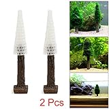 uxcell 2Pcs Plastic Moss Christmas Tree Trunk Aquascape Ornament for Aquarium Fish Tank