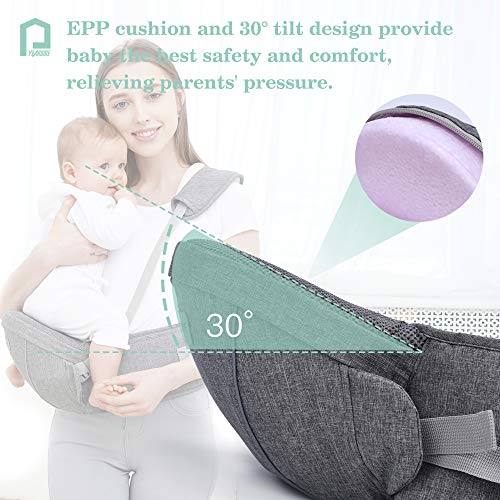 Baby Carrier with Hip Seat - YEAHOME Safety Certified Waist Carrier with Adjustable Biggest Buckle, Pocket and Adjustable Straps,Ergonomic Soft Baby Carrier Hip Seat with Breathable Air Mesh
