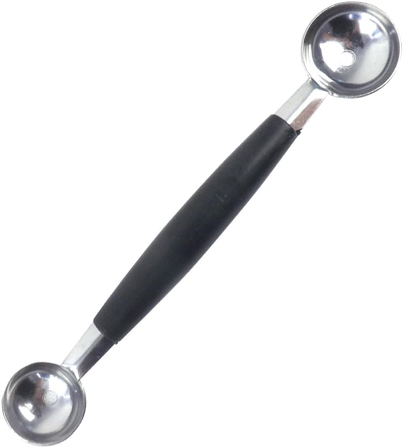 Welim Double End Spoon Multi Function Fruit Spoon Baller Scoop With Plastic Handle Stainless Steel Scoop Melon Balle Ice Cream Scoop Fruit Spoon Dessert Sorbet Tools Black