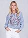 Simplee Apparel Women's Boho Embroidered Floral Striped Shirt Blouse Top Blue, 4/6