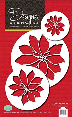Designer Stencils C091 Poinsettia Cake Stencil, Beige/semi-transparent