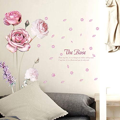 Radiya ウォールステッカー ピンク ローズ 花 フラワー 壁紙シール ガーデン 剥がせる 壁紙 部屋飾り 春ウォールステッカー 雰囲気 防水 おしゃれ ホーム飾り ウォールペーパー 壁 家具 幼稚園 ミラー 窓 ドア B07tw6nv3d 7円