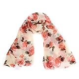 Ammazona Rose Womens Voile Long Stole Scarves Shawl Scarf (Beige)