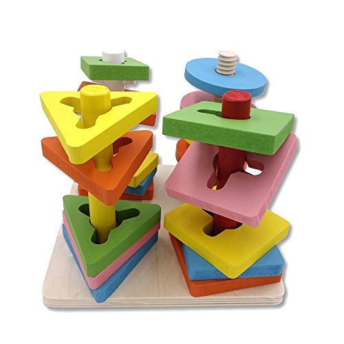 Wooden Shape Sorter Cube, Colorful Geometric Block Sorting Color Recognition Learning and Educational Color Matching Stack Puzzle Toy For Preschool Toddlers Recognition