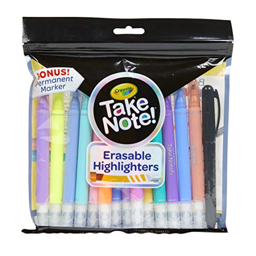 Crayola Take Note 14 Erasable Highlighters & 1 Bonus Permanent Marker