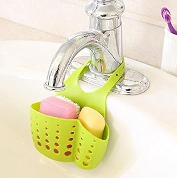 EKRON Kitchen Bathroom Sponge Soap Water Draining Hanging Holder Organizer for Faucet Sink Caddy Organizer Kitchen Accessories, Random Colour