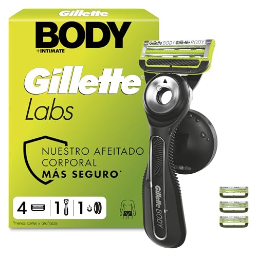 GilletteLabs Body + Intimate Razor for Men, 1 Handle & 4 Cartridges