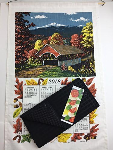 Covered Bridge 2018 Calendar Towel, Drying Mat, and Cook Book Bookmark 3 Piece Bundle