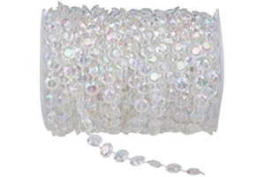 BoJia Clear Iridescent 99 ft Clear Crystal Like Beads by The roll - Wedding Decorations (Clear)