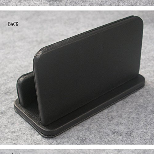 Zubita Name Cards Holder, Creative Design PU Leather Business Name Card Holder Stand Notes Container Desktop Organizer ( Black ) - Thumbnail 4
