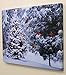 Lighted Christmas Tree & Cardinal Birds LED Canvas Print - Snowy Winter - Forest Pine Trees - Winter Scene Wall Art Measures 15.75
