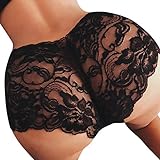 Nacome Lingerie Set, Women Seamless Lace Panties Briefs Underwear Lingerie Knickers Thongs G-String (Black, L)