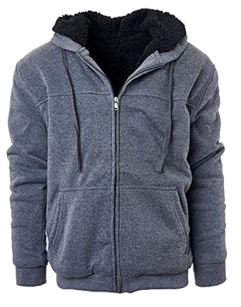 Moose Creek Men's Sherpa Lined Zip Front Relaxed Fit Hoodie at Amazon Menâs Clothing store: