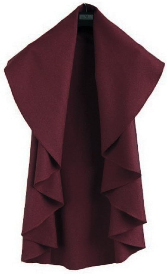 Bestdress Women's Solid Sleeveless Irregular Cape Coat