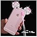 iPhone 7+ / 8+ PLUS Case, Pink/Silver Crystal Diamond Bling Rhinestone Mouse Ears Clear TPU Rubber Cover with Lanyard & Stylus Pen (iPhone 7 PLUS / 8 PLUS)