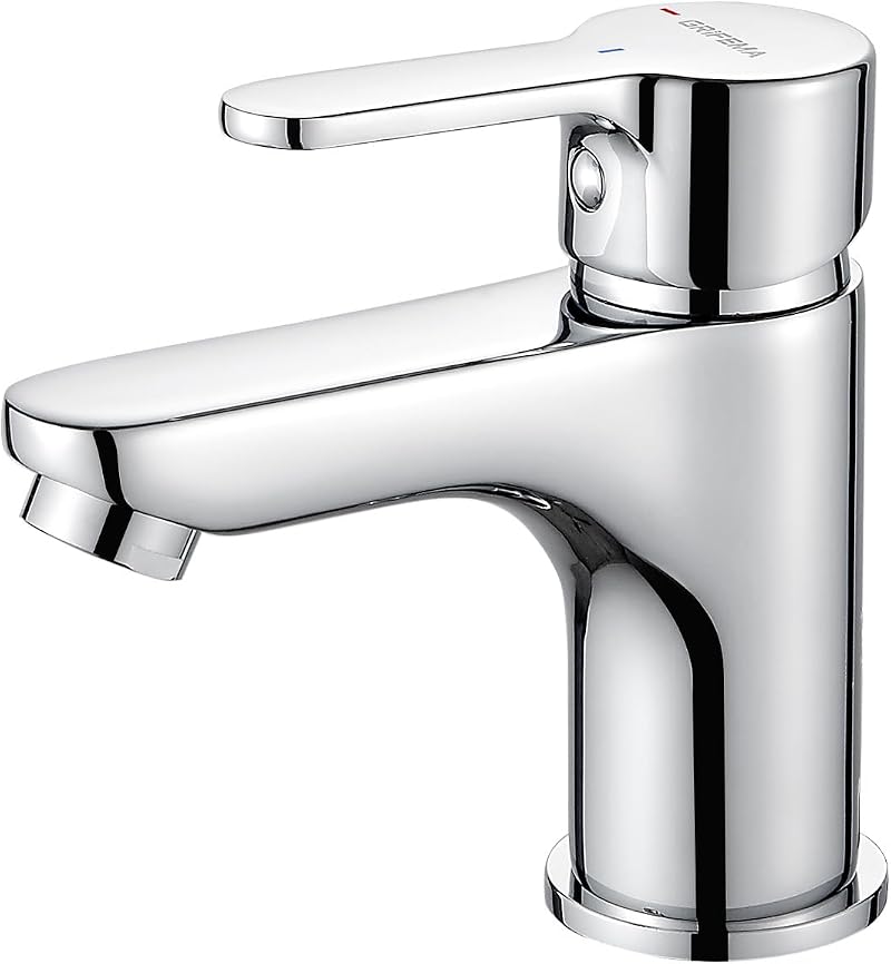 GRIFEMA Bathroom Basin Mixer Tap Single Lever Chrome Brass G3/8 H&C Hoses