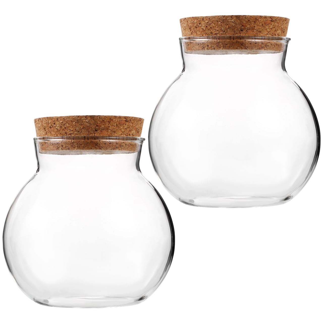 2Pcs Clear Decorative Bottle Sealed Glass Bottle with Cork Lid, Spherical Terrarium Jar for Indoor Plants Glass Terrarium, Diy Micro Landscape, Home Decoration for Small Plants, Stones, and More