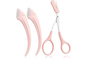 CUBLIVE Eyebrow Scissors with Comb and Curved Eyebrow Repair Razors Set, Anti-Scratch Eyebrow Trimmer for Women Mens Brow Removal Tool