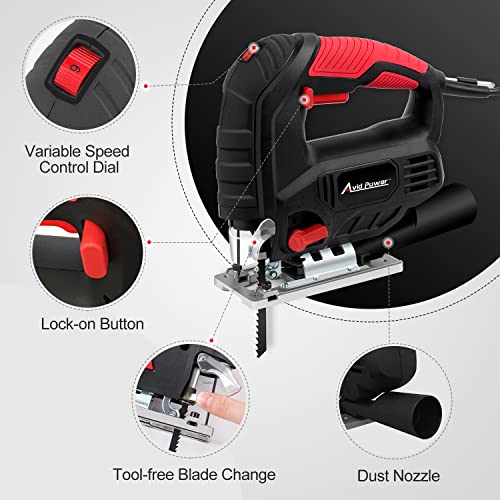 AVID POWER Electric Jig Saw, 5.0A 3000 SPM Corded Jigsaw with Variable