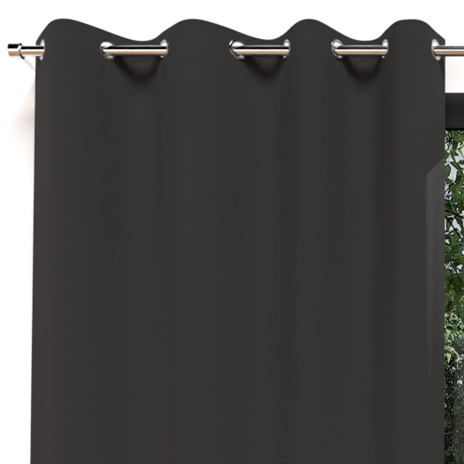 Soleil d'ocre ALIX Curtain with Eyelets 135 x 250 cm Crease-Resistant Stain-Resistant Black