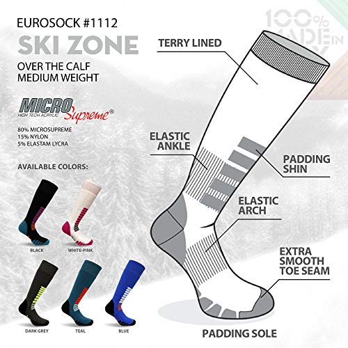 Eurosocks Micro-Supreme Over The Calf Zone Socks,Black, Small