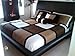 Chezmoi Collection 7-Piece Micro Suede Patchwork Duvet Cover Set, California King, Solid Black/Brown/White