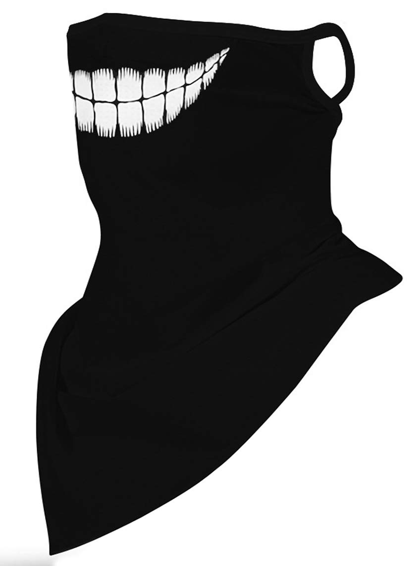 Face Scarf with Ear Loops, Men Women Neck Gaiter Face Rave Mask Bandana for Dust Wind Sun UV Ski Halloween Cycling